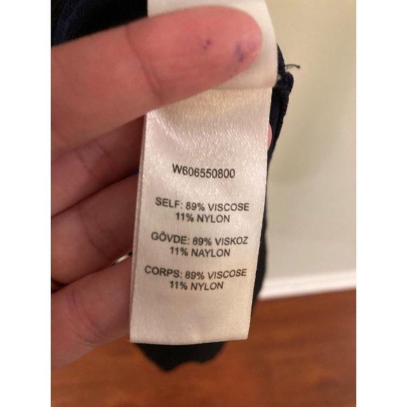 OPENING CEREMONY Navy Linear Handkerchief Short Sleeve Crew neck Dress - Picture 7 of 10